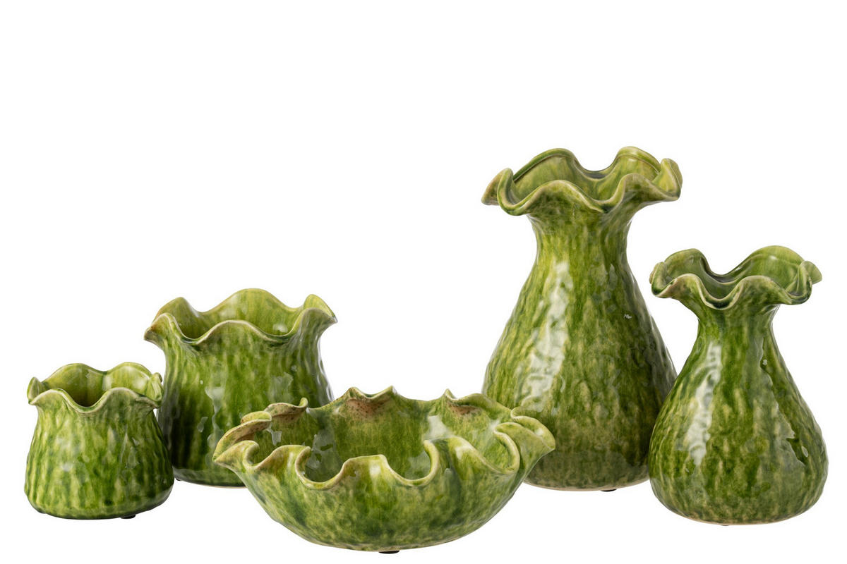 BLUMENTOPF RONNY UNREGELMÄßIG - Grün, Keramik (20.5/18cm) - J-Line
