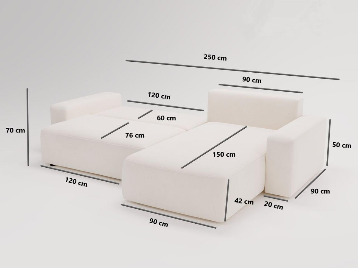 ECKSOFA Tazones Dunkelblau Rechts - Dunkelblau, Holz/Kunststoff (250/165cm) - Graingold