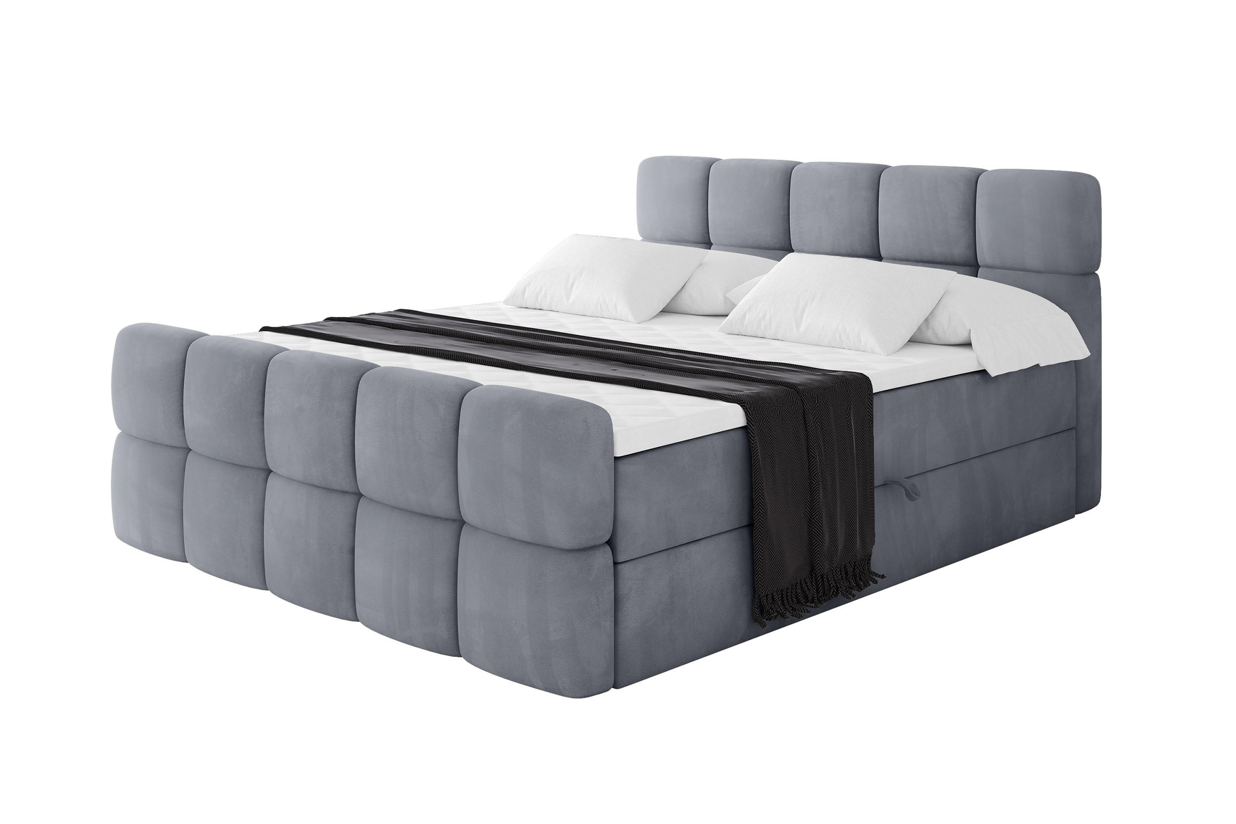 BOXBETT mit Matratze H3 - FAMA-Z - 200x200 cm Grau Casablanca - Grau, Holzwerkstoff (200/200cm) - ALTDECOR