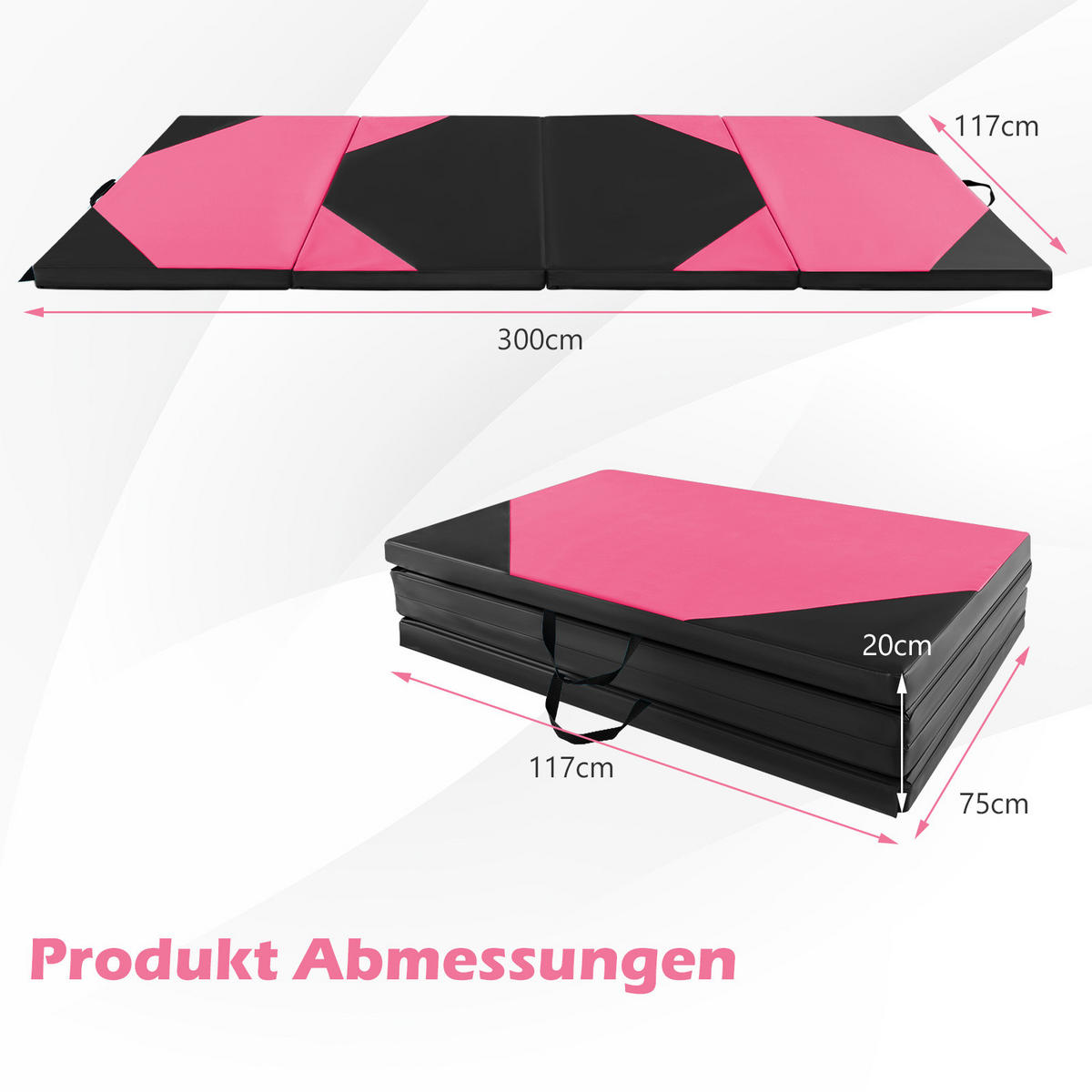 GYMNASTIKMATTE Rosenrot - Pink, Leder (117/300cm) - COSTWAY