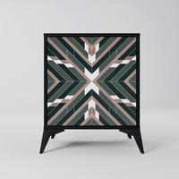 SIDEBOARD DIMENSION DELIGHTS, Schwarz, 57,5x42x70,5 cm, Schwarze Metall-Sternfüße - Multicolor/Schwarz, Holzwerkstoff/Metall (57.5/70.5/42cm) - SpaceRebels