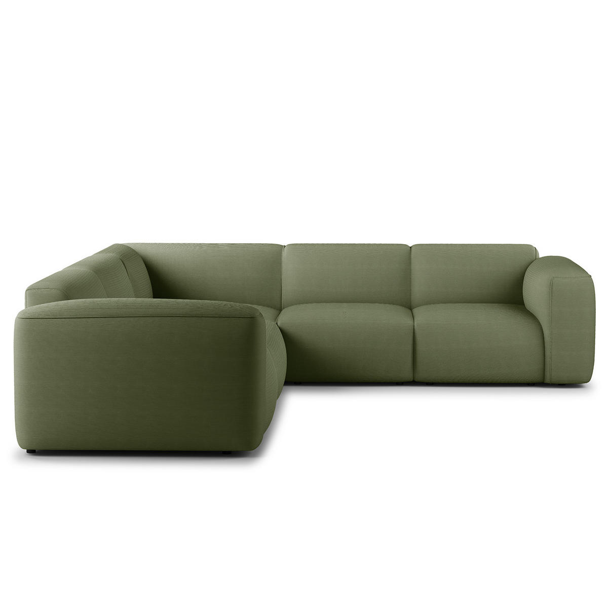 ECKSOFA mit Rundecke - Dunkelgrün/Schwarz, Kunststoff/Textil (325/260cm) - home24