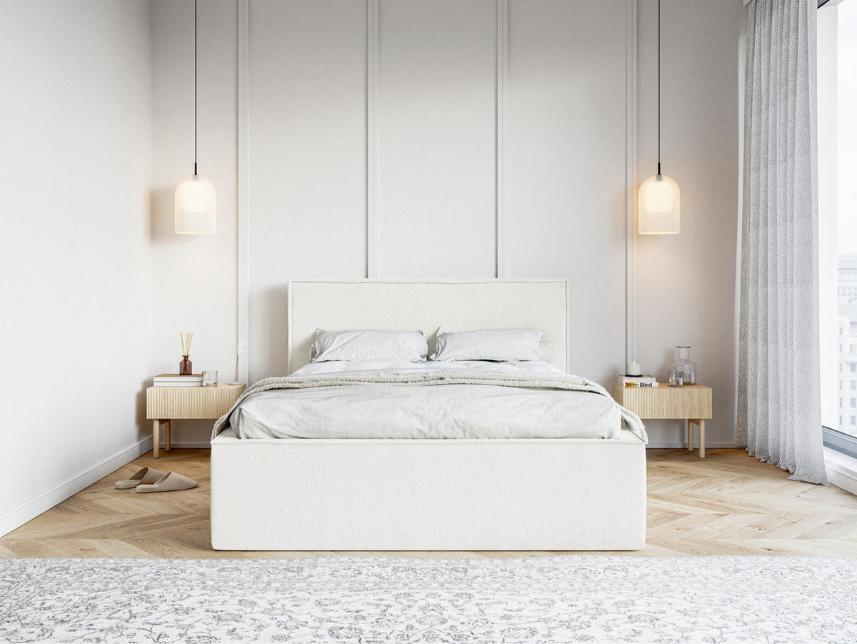 POLSTERBETT LUCERA Creme 180x200 cm - Creme/Schwarz, Holz/Textil (180/200cm) - Selsey