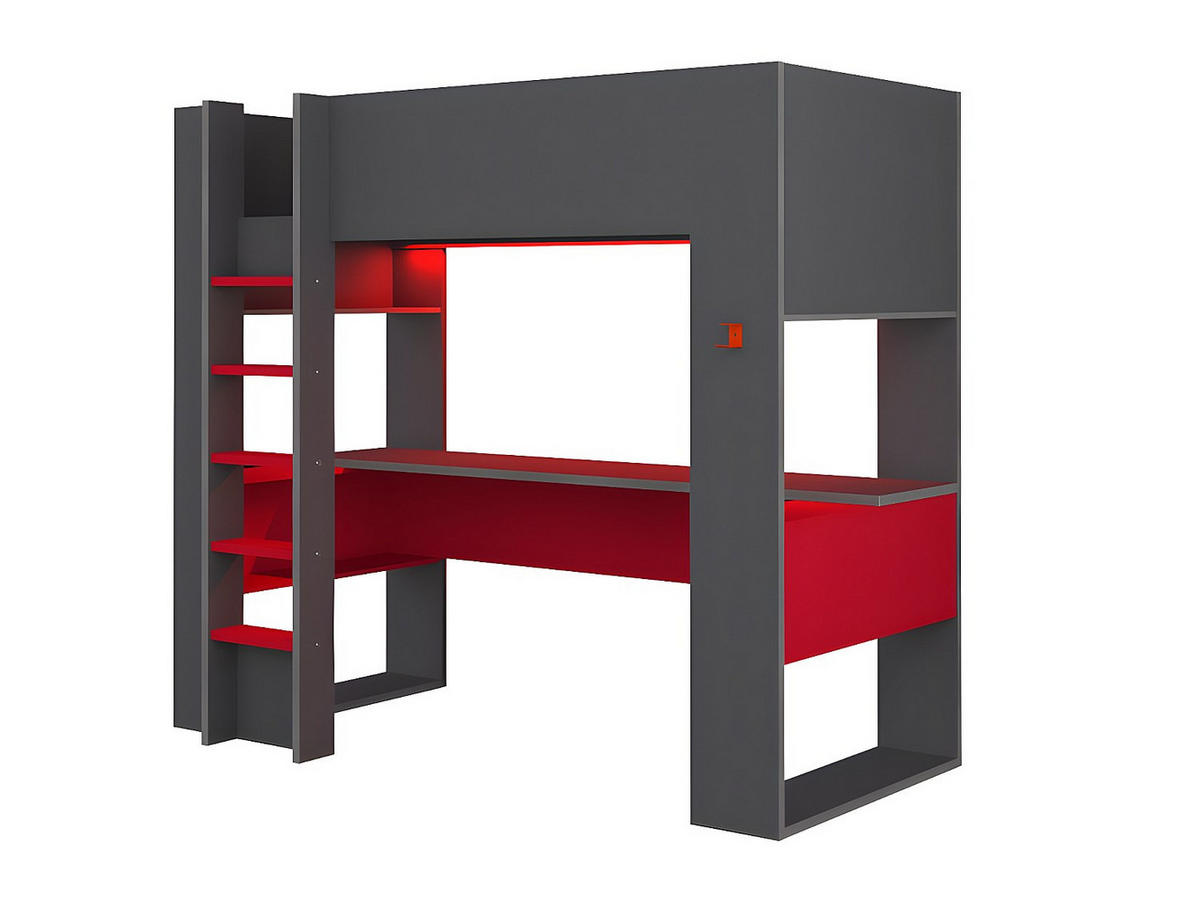 HOCHBETT - 1 Person - Holz, Platte - Anthrazitgrau, Rot - - Anthrazit/Rot, Holz (90/200cm) - Vente-Unique