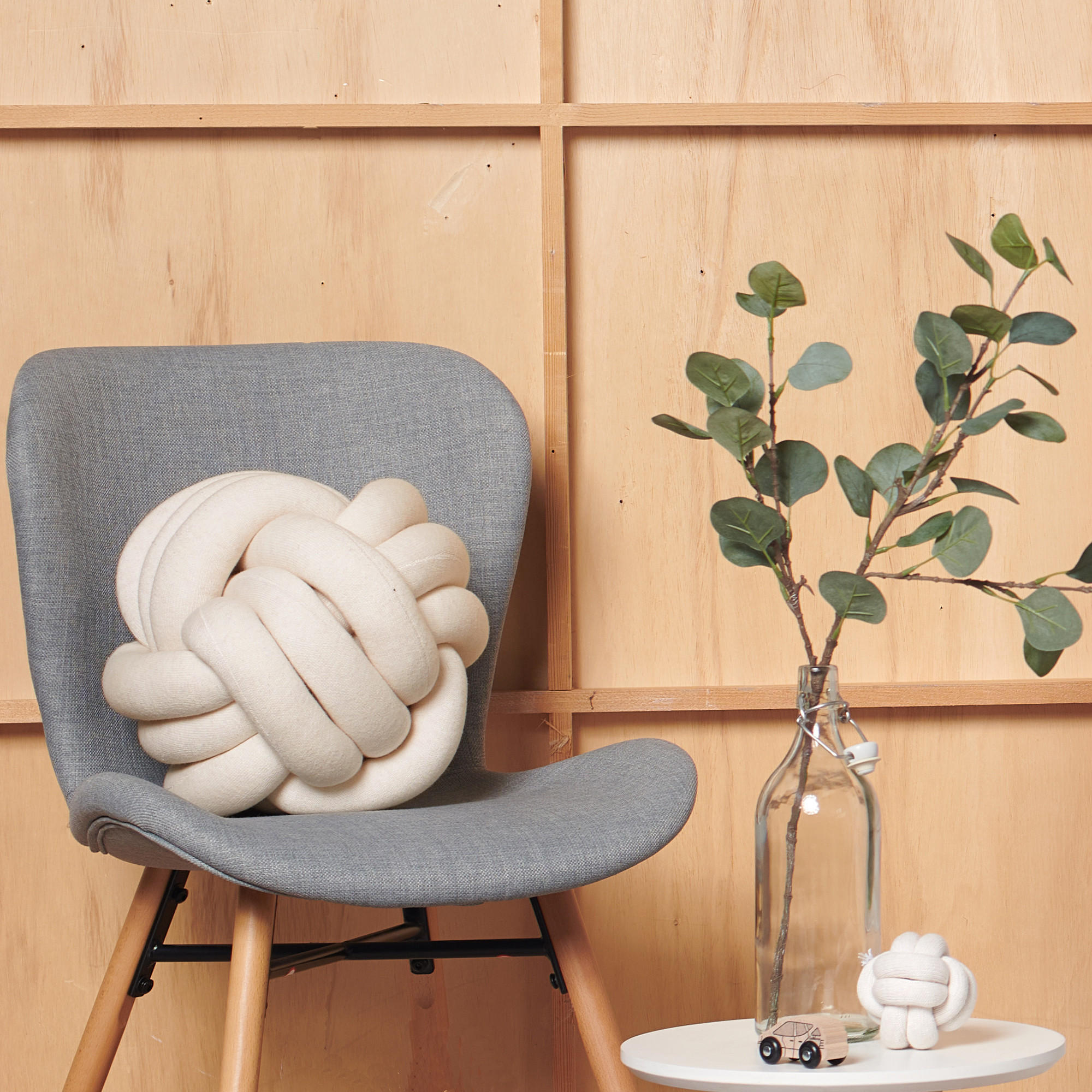 KNOTENKISSEN Strick Natur - Naturfarben, Textil (40/40cm) - nordic coast company