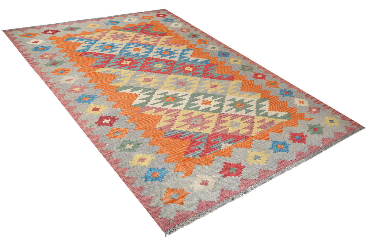 HANDWEBTEPPICH Kelim Gashgai Orange 246/170 cm Schurwolle - Orange, Textil (170/246cm) - Looma