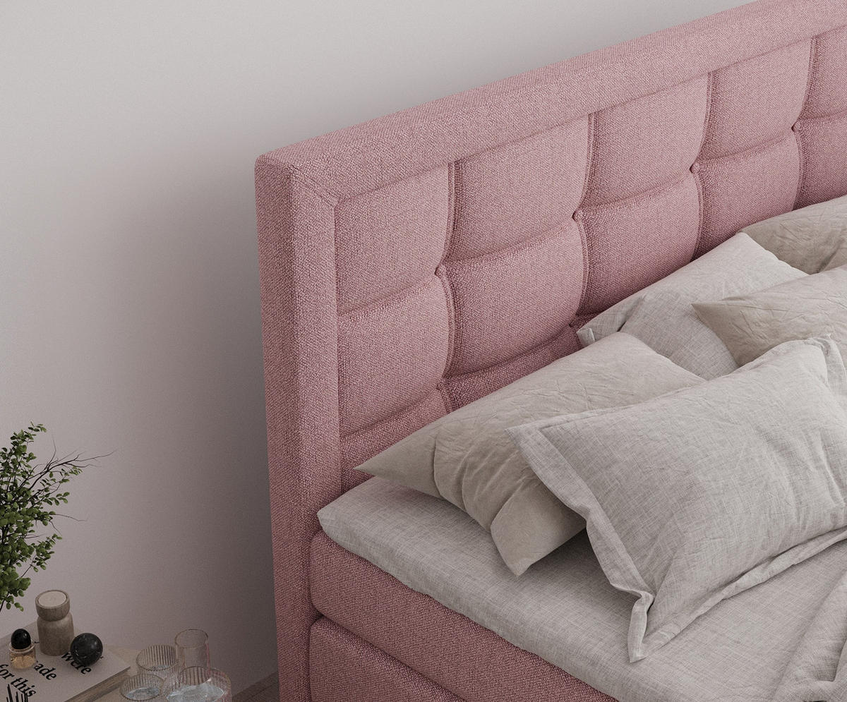 BOXSPRINGBETT Ambrosia Rosa 160/200 cm - Schwarz/Rosa, Holz/Holzwerkstoff (160/200cm) - Maison de Reve