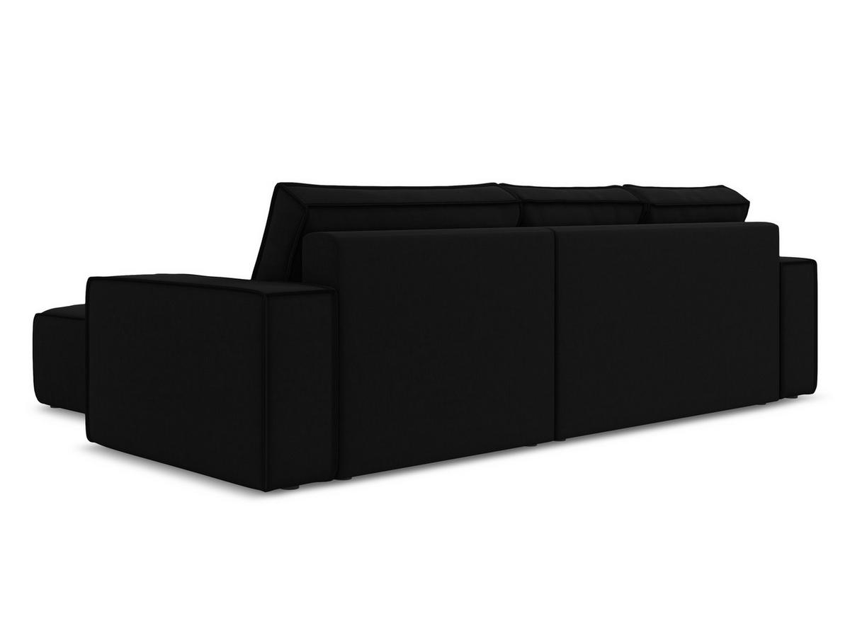 ECKSOFA mit Schlaffunktion Samt Stoff Schwarz - Schwarz, Kunststoff/Textil (290/185cm) - Makamii