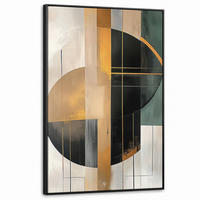 LEINWAND Bilder mit Rahmen - Abstrakt - Gold - Bronze - Grün - Formen - Modern - 100x150 - Multicolor, Textil (100/150cm) - MuchoWow