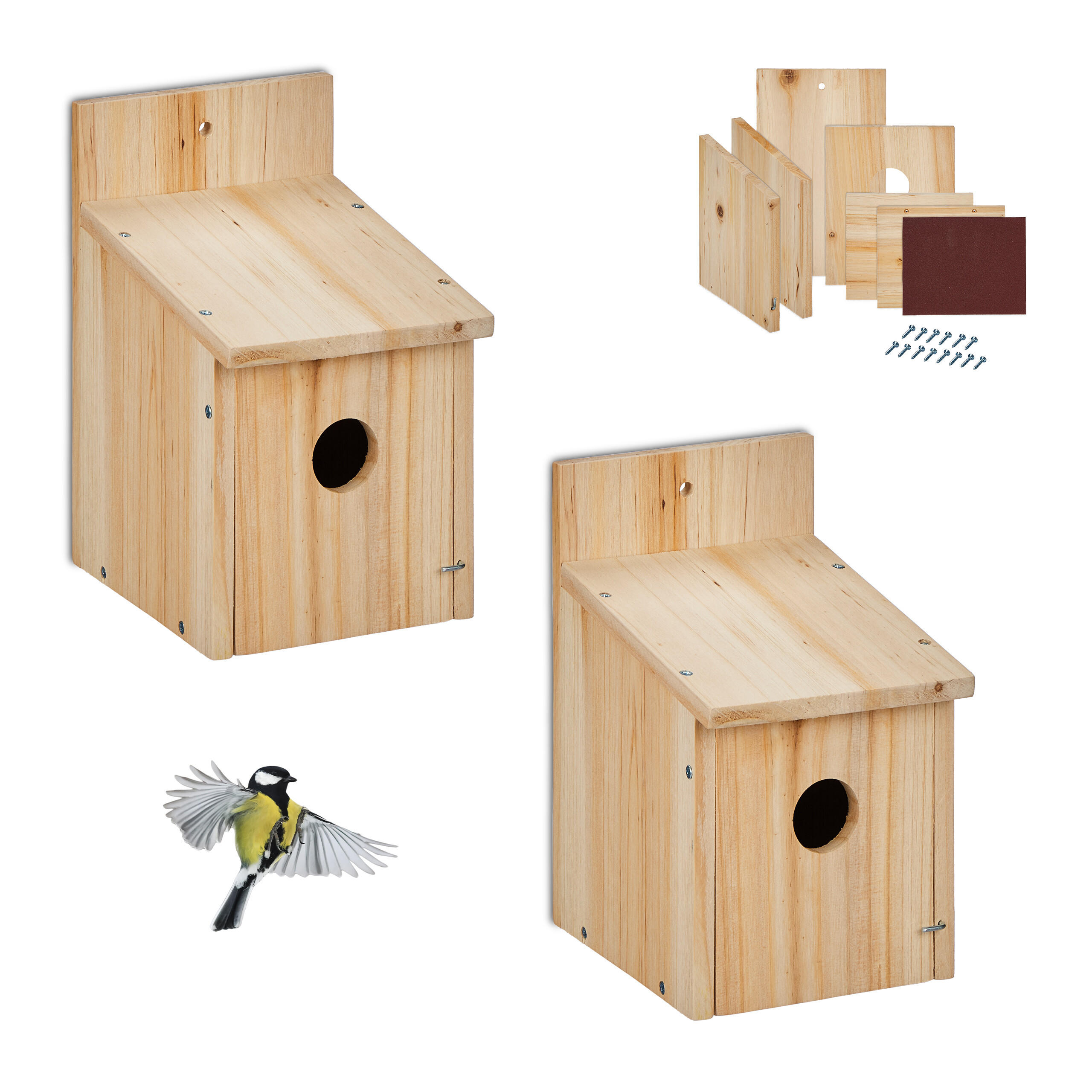 2XNISTKASTEN - Hellbraun, Holz (14/23/18cm) - Relaxdays