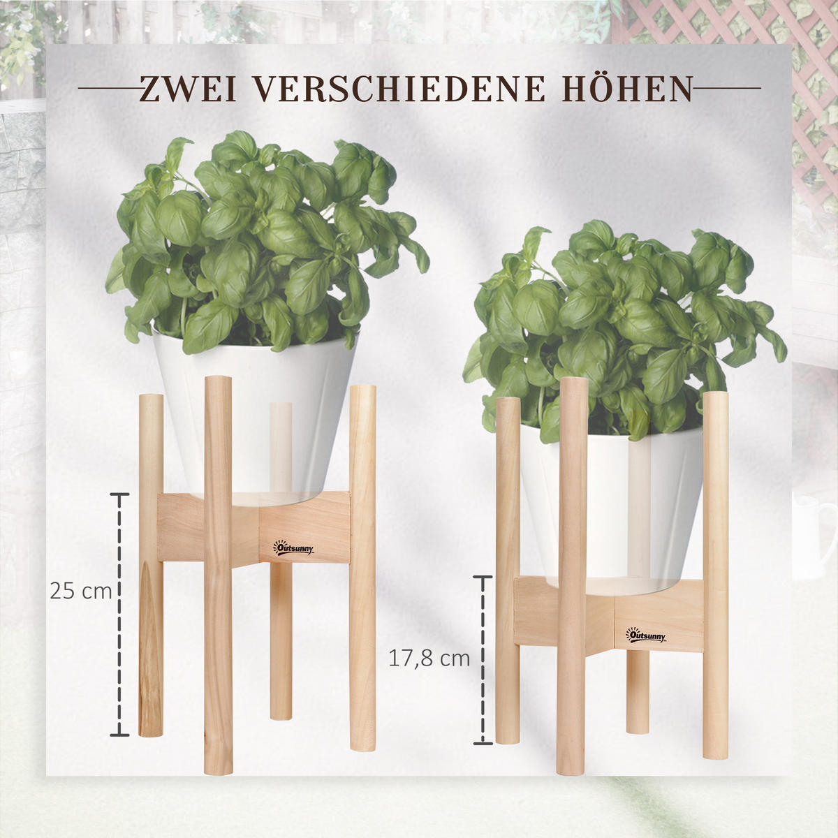 BLUMENSTÄNDER, Tannenholz, Naturholz - Naturfarben, Holz (24/35.4/24cm) - Outsunny