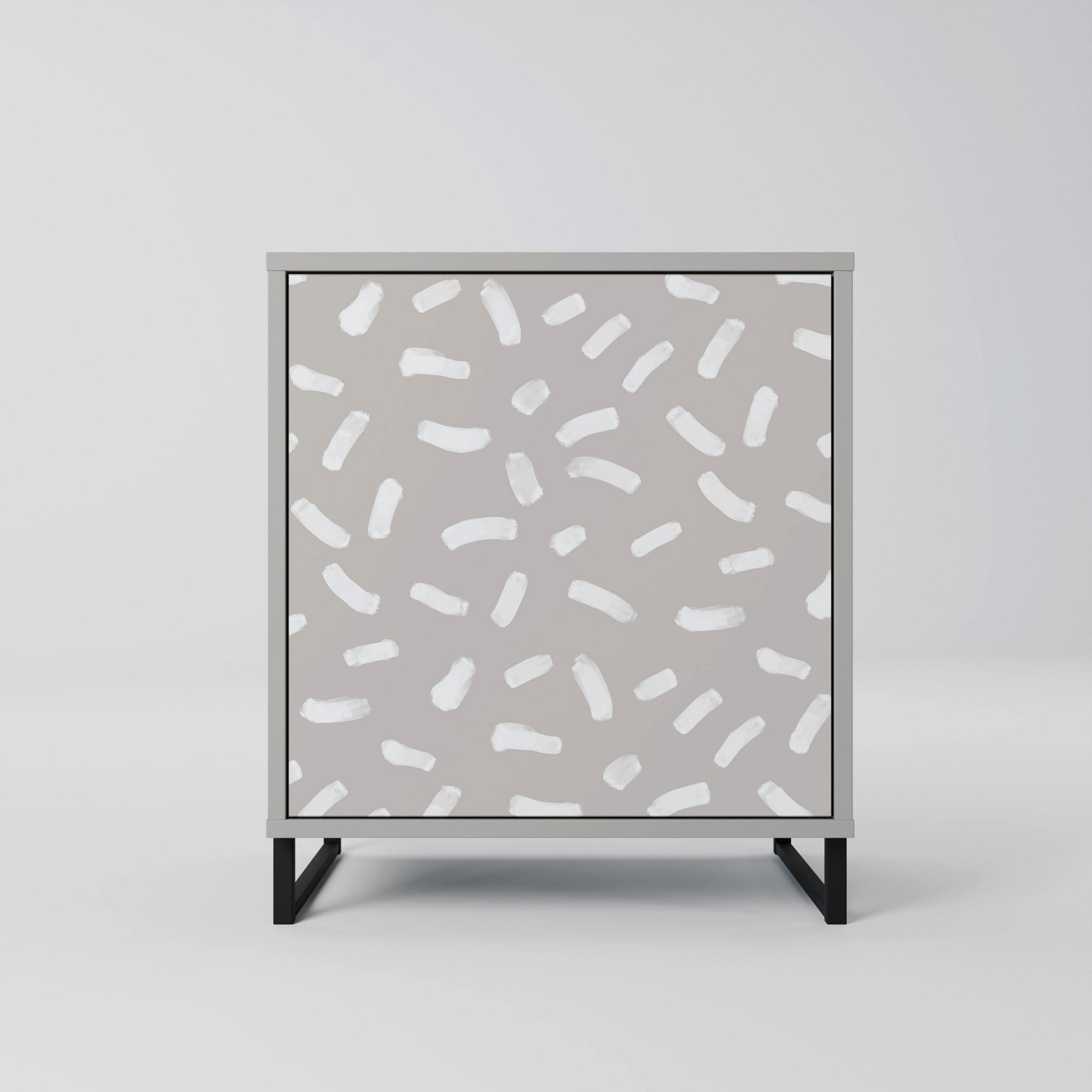 SIDEBOARD PASSING SECONDS, Grau, 57,5x42x67,5 cm, Schwarze Metall-Rahmenfüße - Multicolor/Schwarz, Holzwerkstoff/Metall (57.5/67.5/42cm) - SpaceRebels