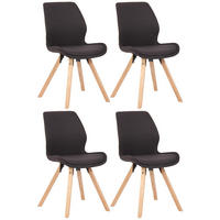 STUHL 4er Set Stoff schwarz - Eukalyptusholzfarben/Schwarz, Holz/Textil (49/87.5/58cm) - CLP