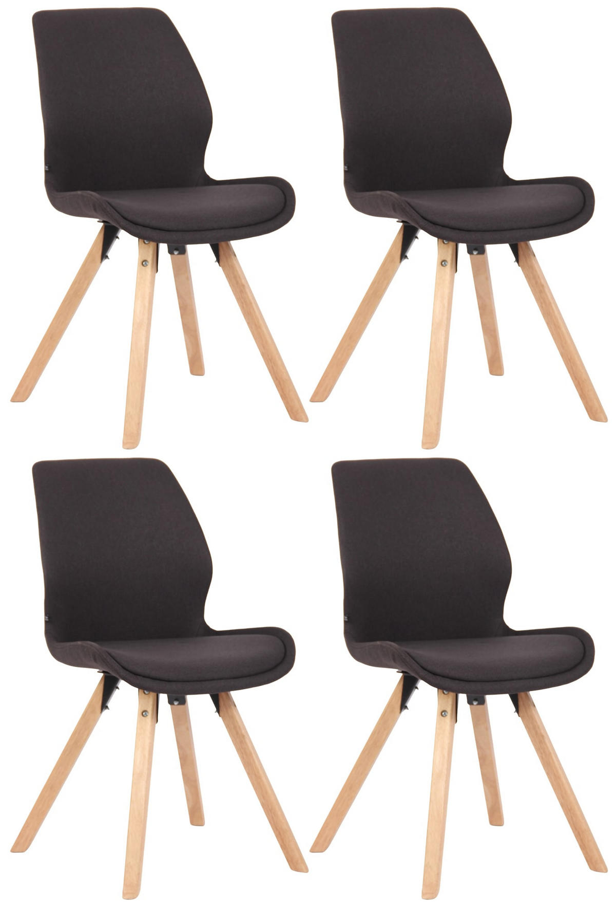 STUHL 4er Set Stoff schwarz - Eukalyptusholzfarben/Schwarz, Holz/Textil (49/87.5/58cm) - CLP