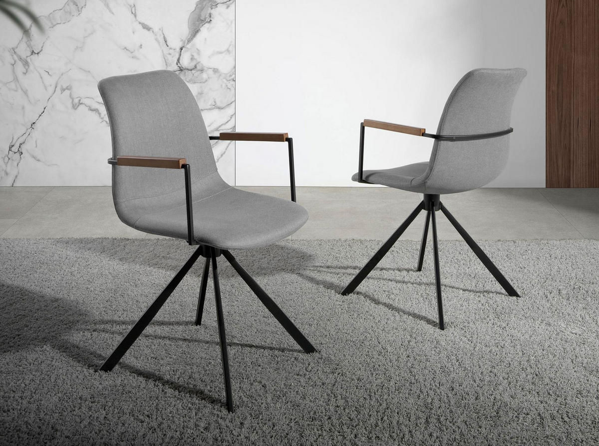 STUHL Drehstuhl aus dunkelgrauem Stoff 50/62/85 cm - Nussbaumfarben/Schwarz, Textil (50/85/62cm) - ANGEL CERDA