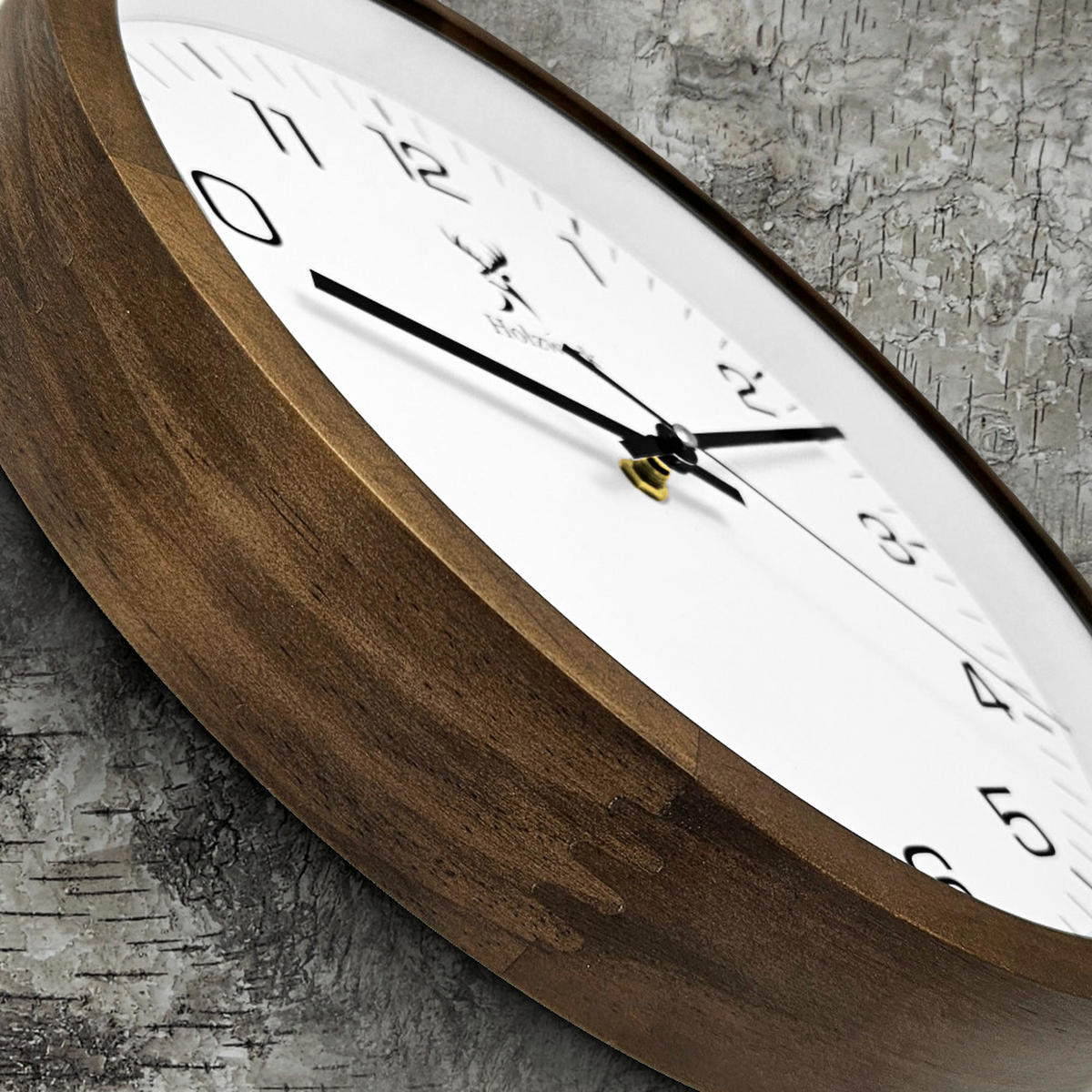 WANDUHR Holz Designer BLOMBERG Loft Wand Uhr, braun, weiß - Schwarz/Braun, Glas/Holz (30/30/4.2cm) - Holzwerk