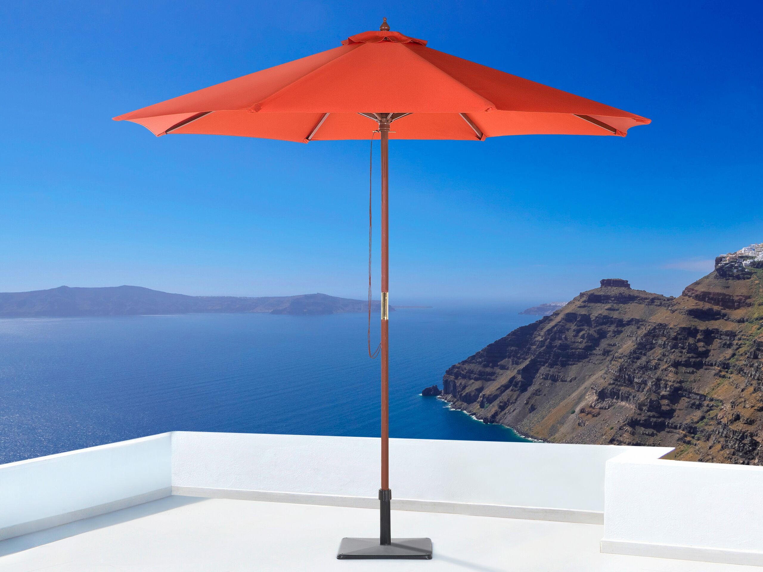 SONNENSCHIRM 270 cm rot Toscana - Dunkelbraun/Rot, Textil (270/270cm) - Beliani