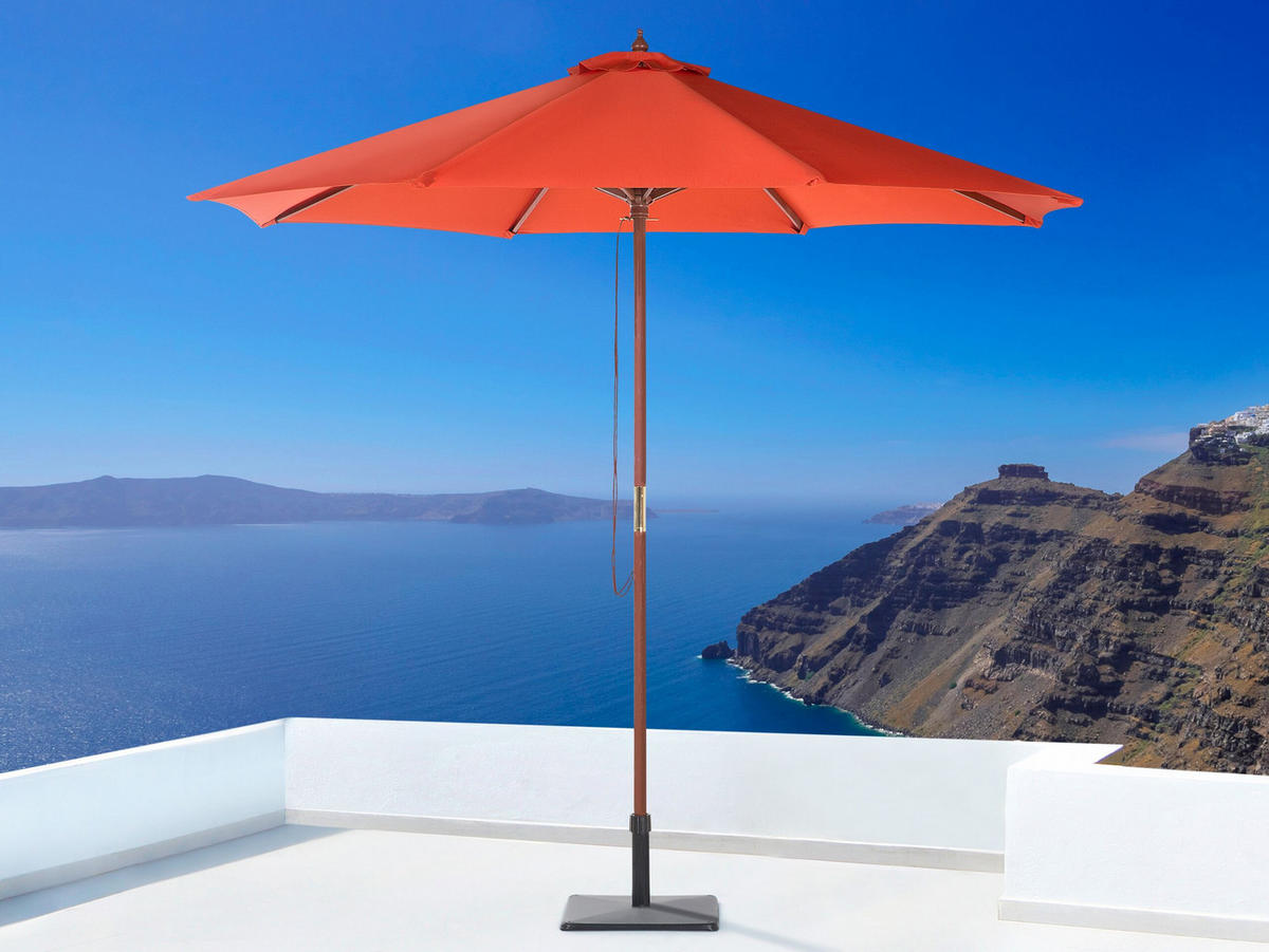 SONNENSCHIRM 270 cm rot Toscana - Dunkelbraun/Rot, Textil (270/270cm) - Beliani