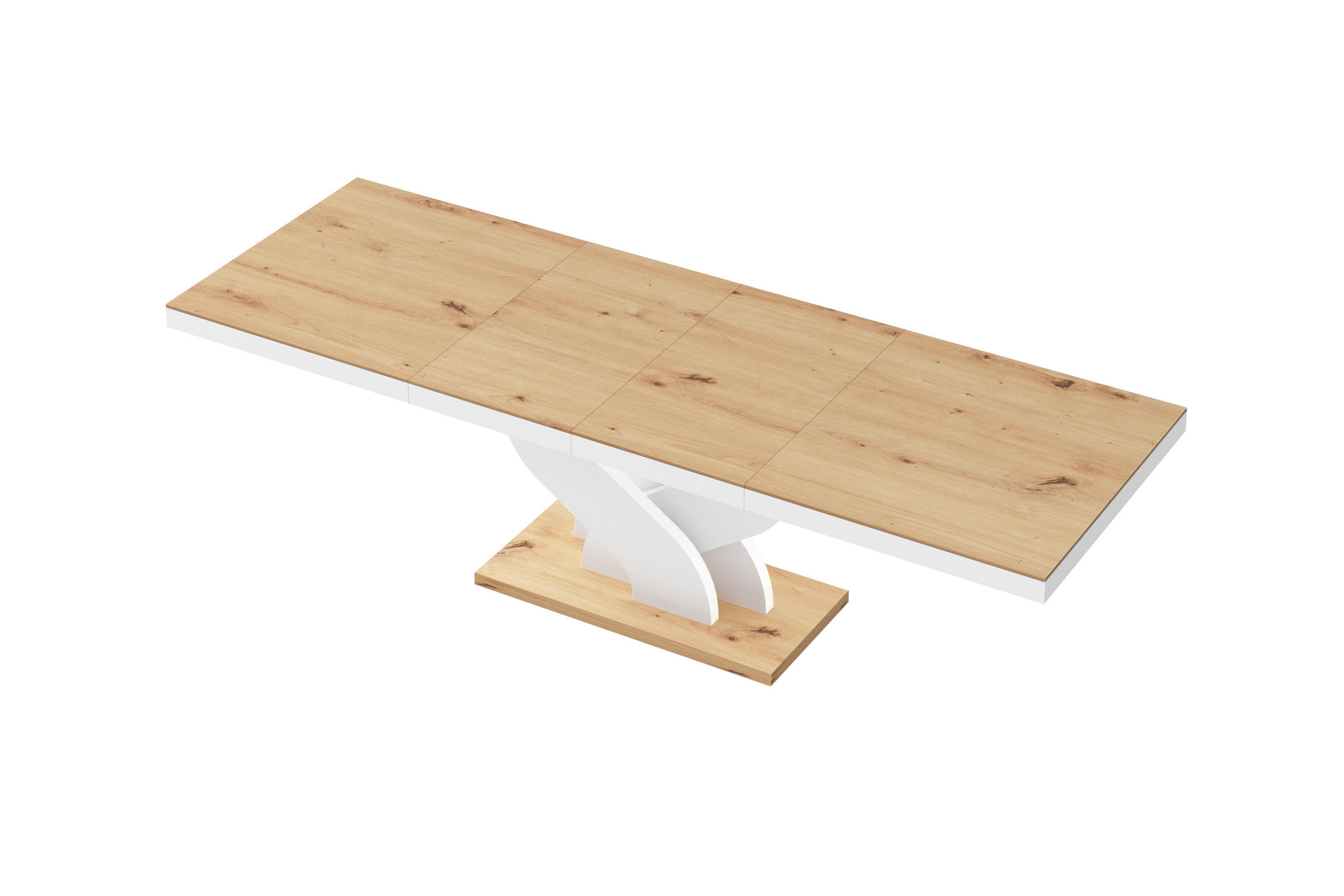 designimpex Esstisch Weiß Hochglanz, Eiche Artisan 160x74x89 cm