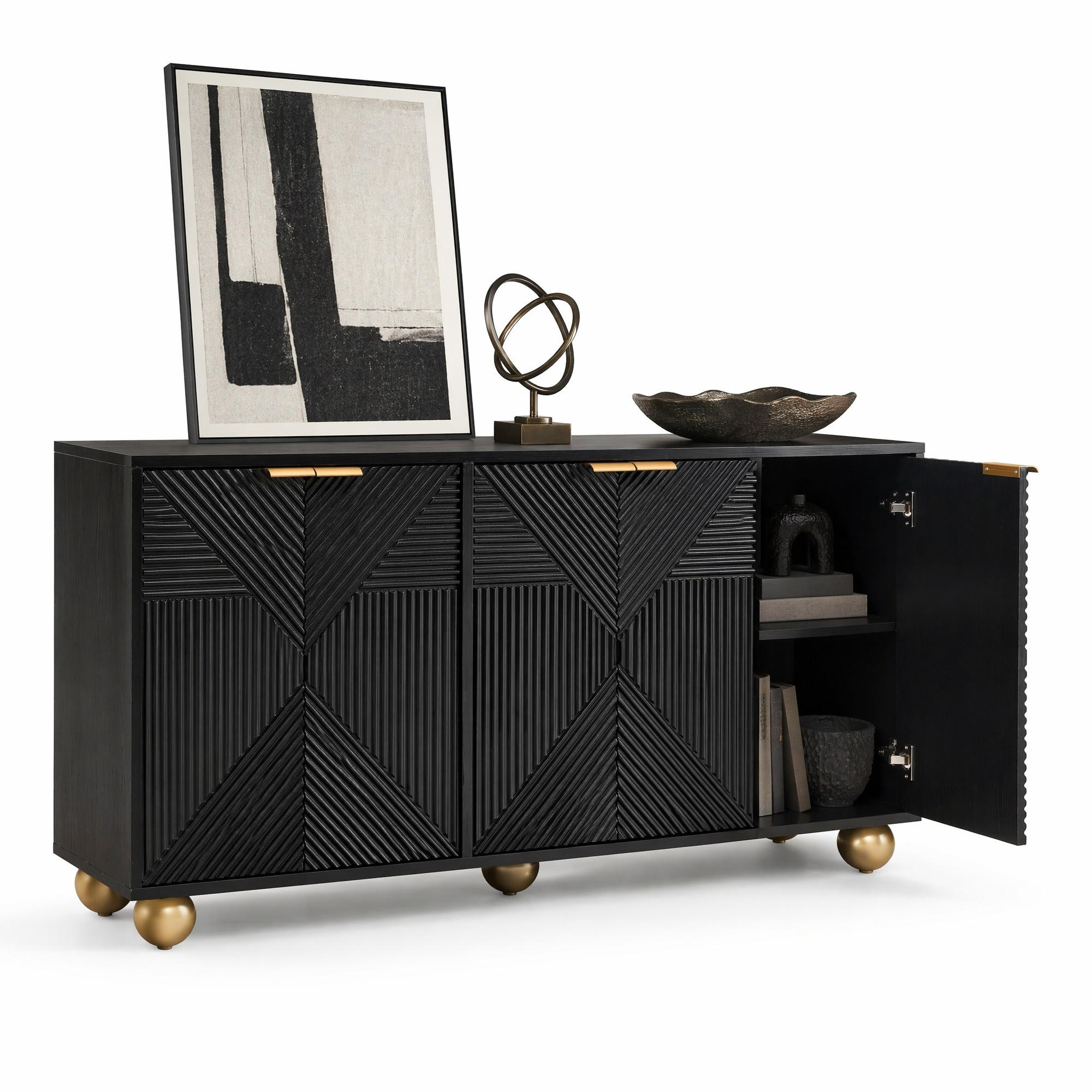 Ivmeu Sideboard Schwarz 120x71.5x35 cm