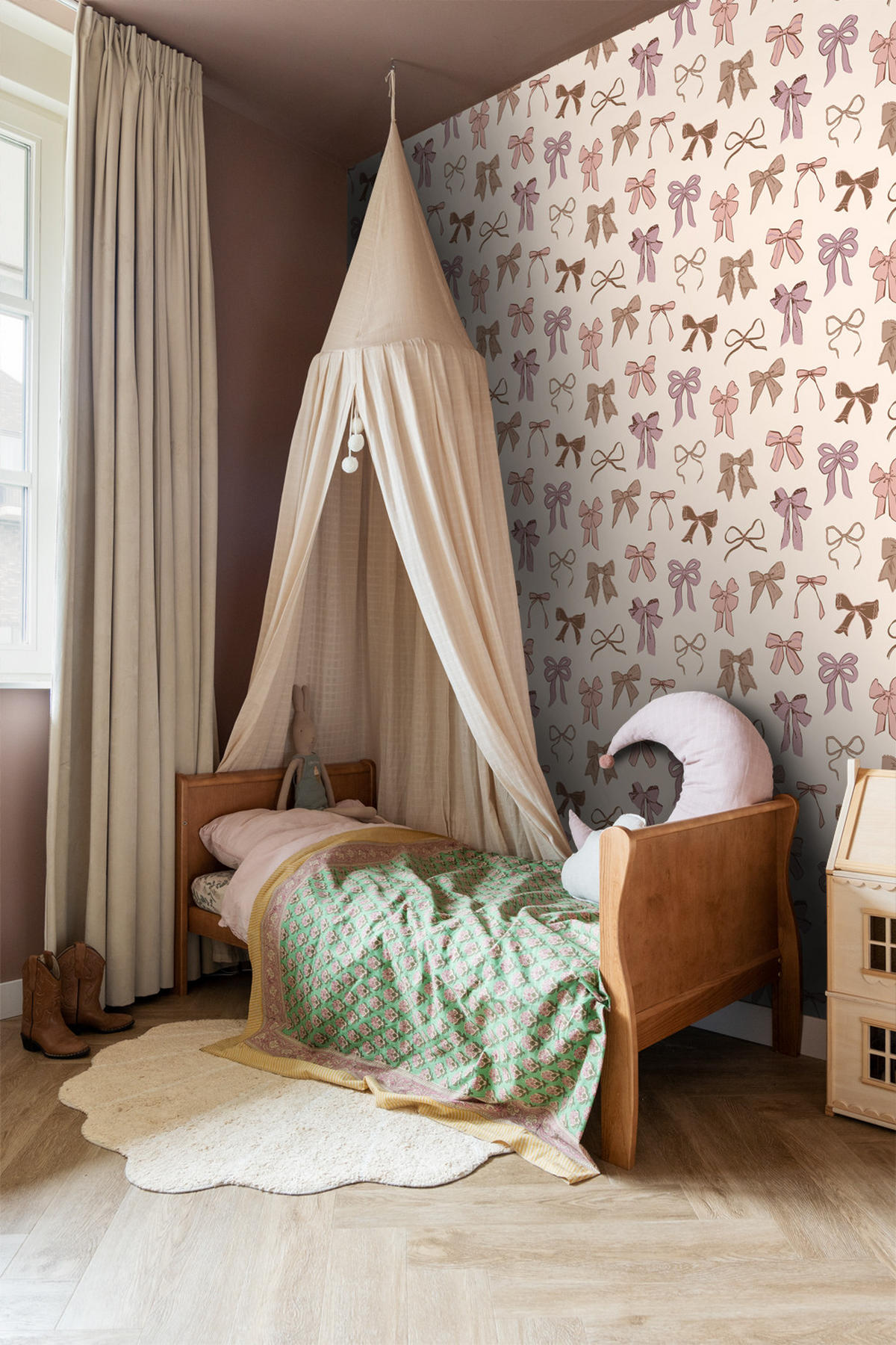 TAPETE kleine Schleifen 50 x 900 cm - Pink, Papier (50/0.1cm) - ESTAhome