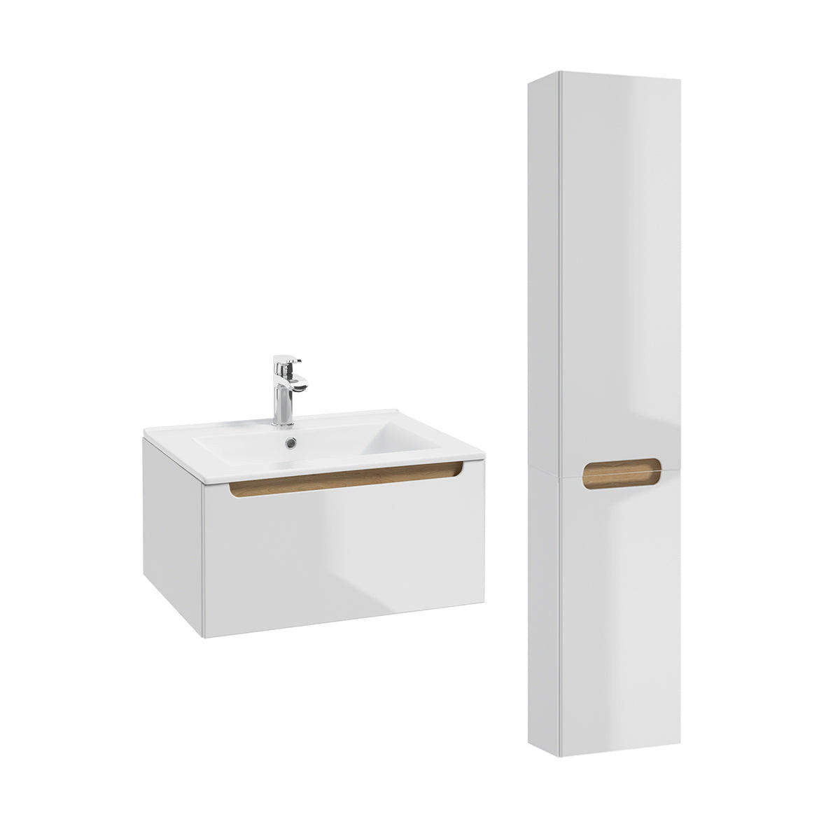 BADMÖBEL 60cm Livia 2er-Set Weiß - Weiß, Holzwerkstoff (60/32/46cm) - Petits-meubles