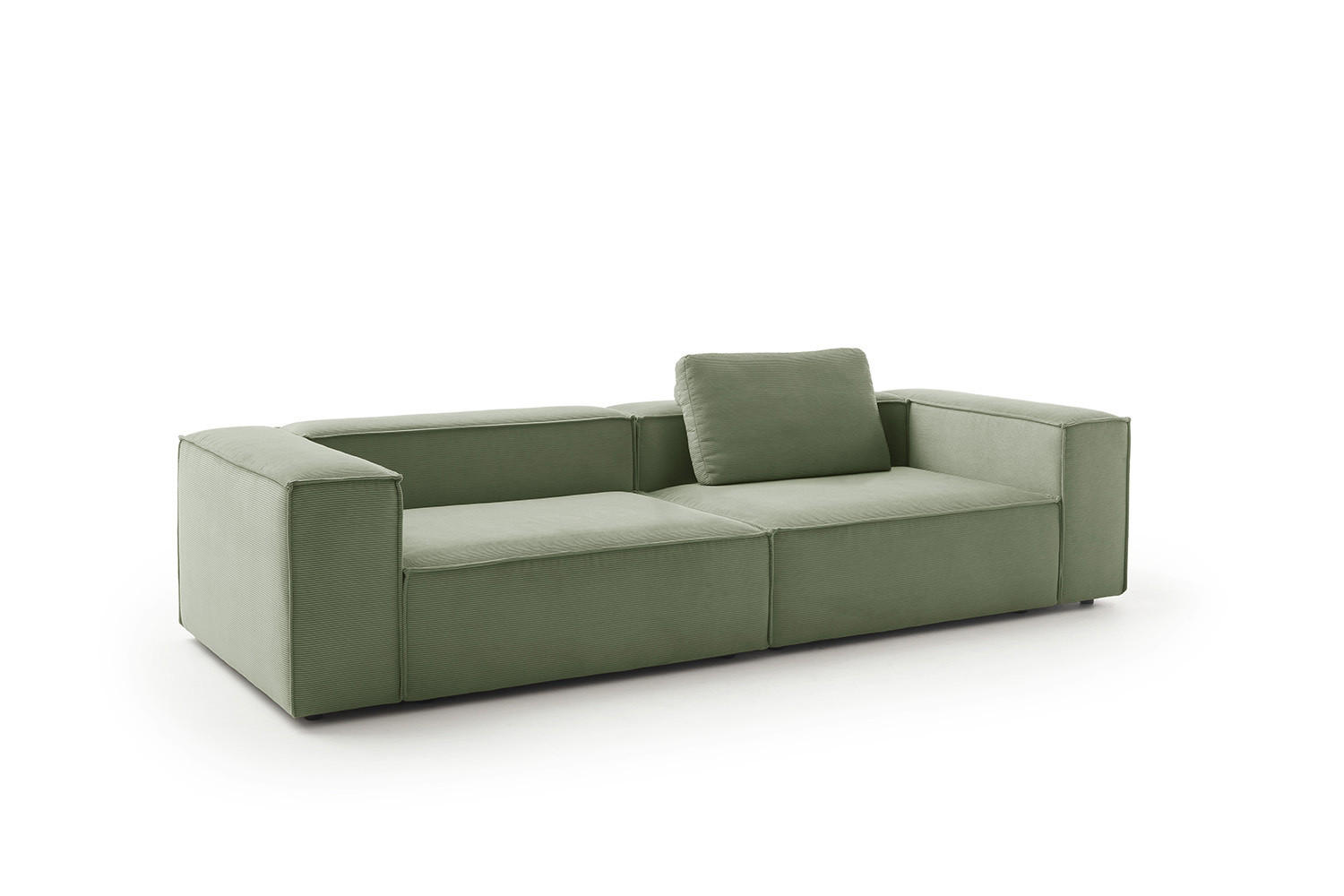 SOFA CARMO Grün Cord - Schwarz/Olivgrün, Kunststoff/Textil (306/68/118cm) - KAWOLA