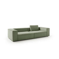 SOFA CARMO Grün Cord - Schwarz/Olivgrün, Kunststoff/Textil (306/68/118cm) - KAWOLA