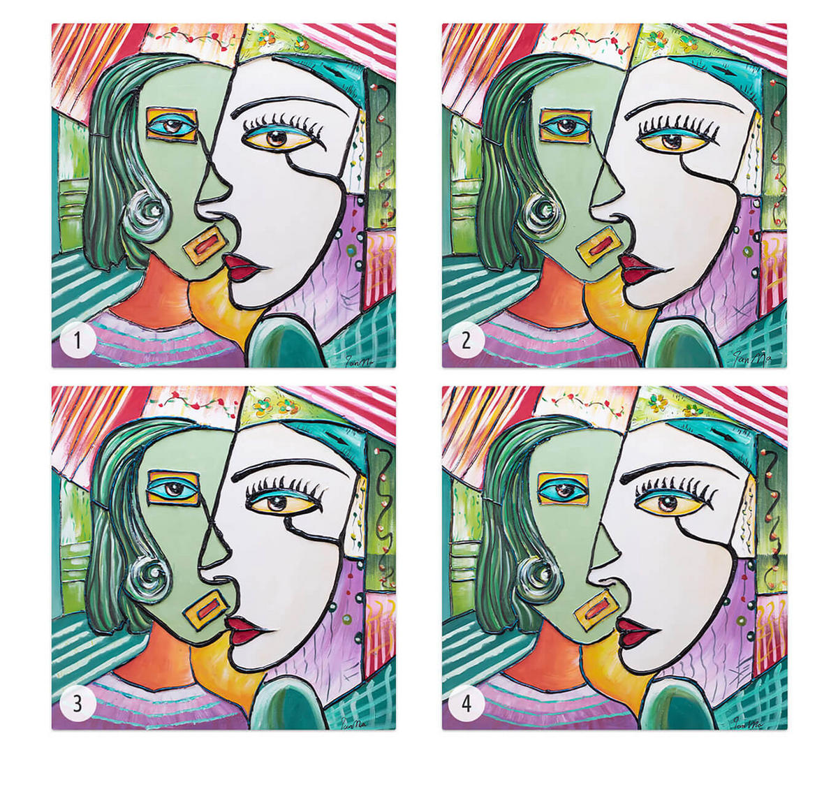 RUČNE MAĽOVANÝ AKRYLOVÝ OBRAZ 80/80 cm, viacfarebný, abstraktný dekoratívny motív - viacfarebná, drevo/textil (80/80cm) - KUNSTLOFT