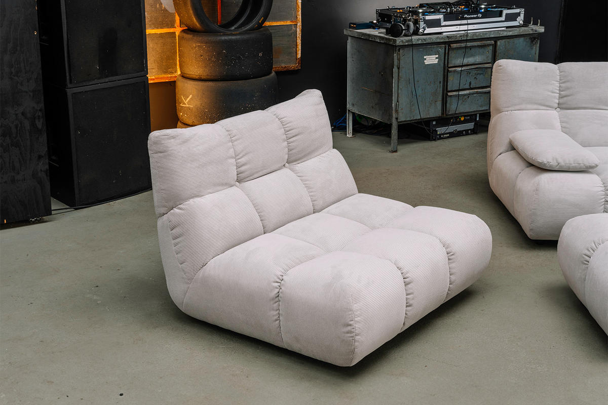 SITZGRUPPE VIVIEN 3ER SET Silber Cord - Silberfarben, Kunststoff/Textil (510/85/359cm) - KAWOLA