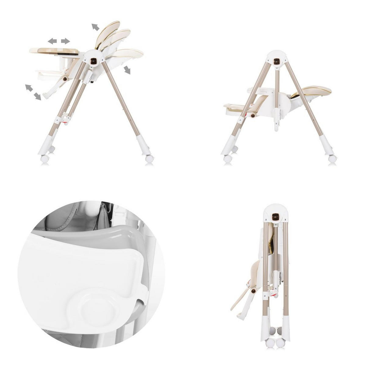 HOCHSTUHL 2 in 1 Milk Shake beige/braun verstellbar, Babyschaukel, Räder - Beige, Kunststoff (53/100/86cm) - Chipolino