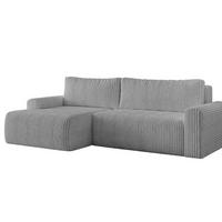 ECKSOFA MILO LARGE mit Schlaffunktion, Bettkasten und Cordbezug, Links - TILIA 90 (stahlgrau) - Dunkelgrau, Holz (270/142cm) - Dekori_Interiors