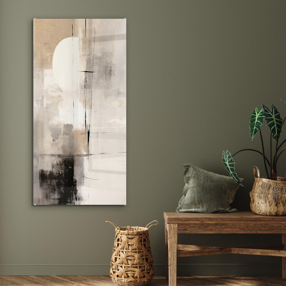 OBRAZ NA AKRYLOVOM SKLE Abstraktné - Umenie - Sivé 60x120 cm - svetlosivá, sklo (60/120cm) - MuchoWow
