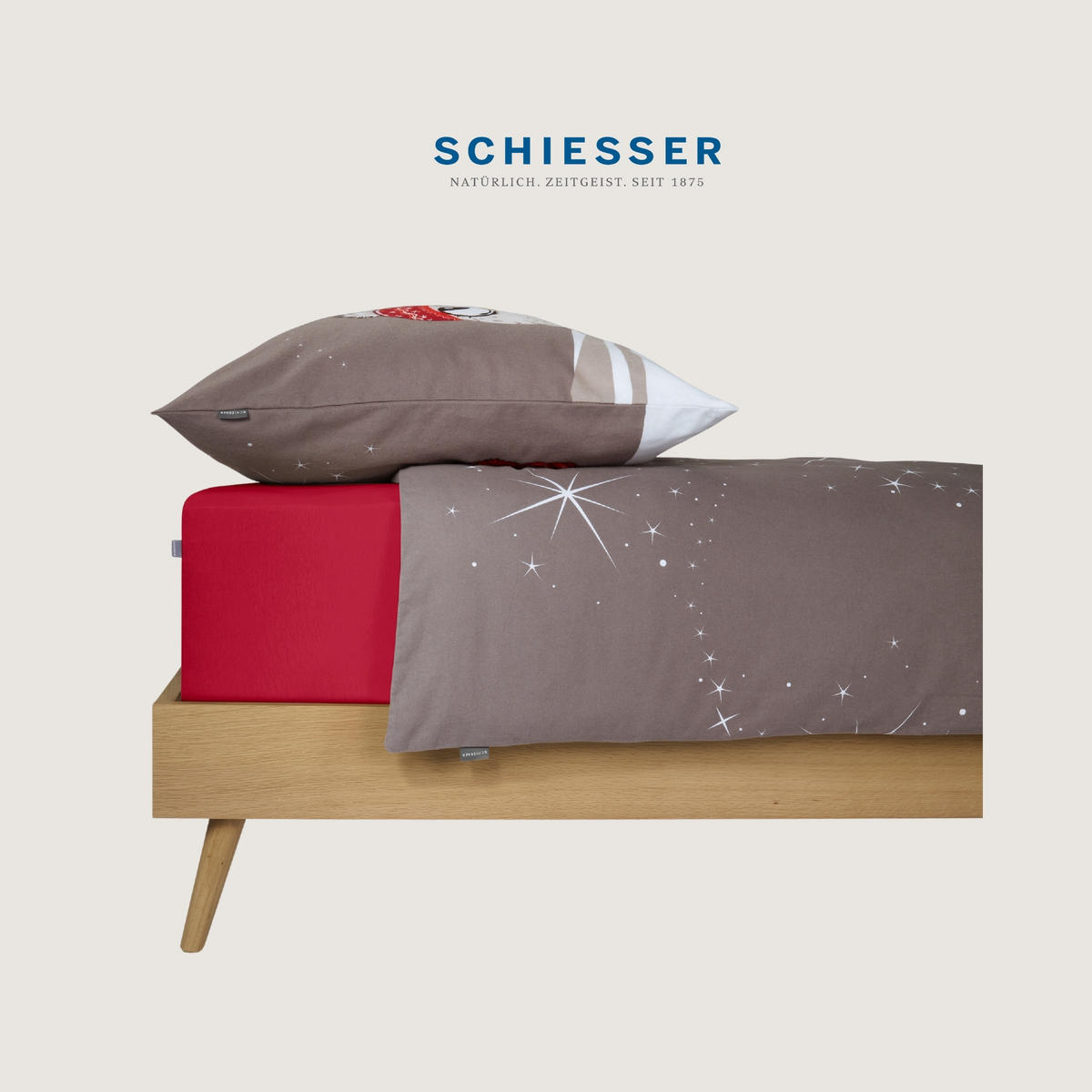 BETTWÄSCHESET Olsona - Feinbiber - 2-teilig - 155 x 220 cm - Grau - Grau, Textil (155/220cm) - SCHIESSER