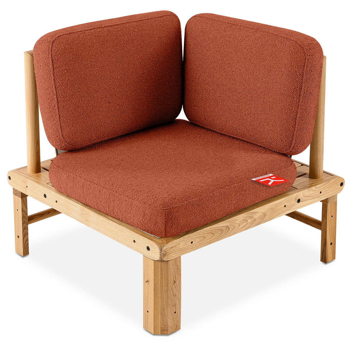 LOUNGESOFA ATREDA links - Orange, Holz/Textil (300/80/160cm) - KONSIMO®