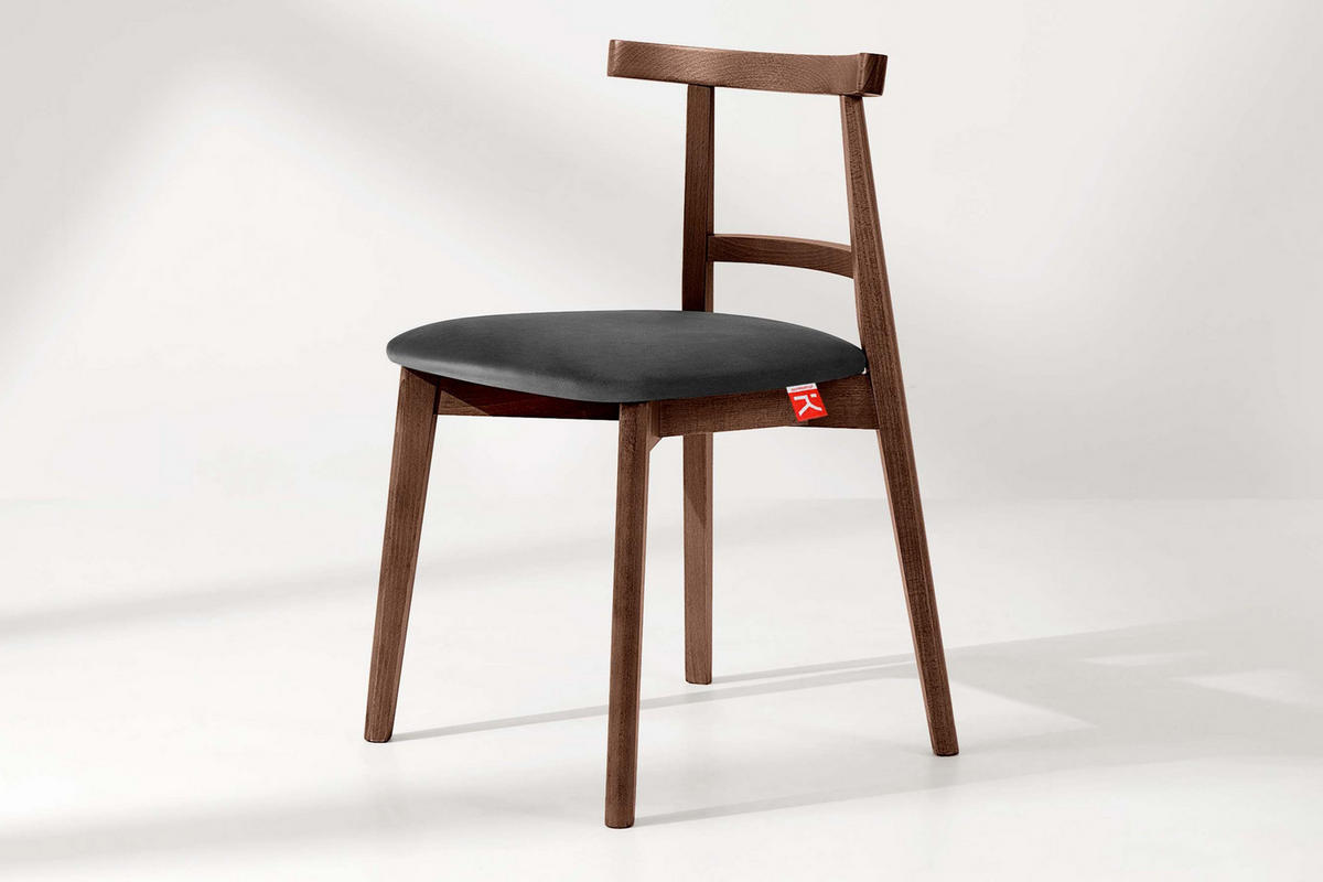 ESSTISCHSTÜHLE LILIO 2 St Vintage, Graphit / mittelbraun - Dunkelgrau/Braun, Holz/Textil (47/76/45cm) - KONSIMO®