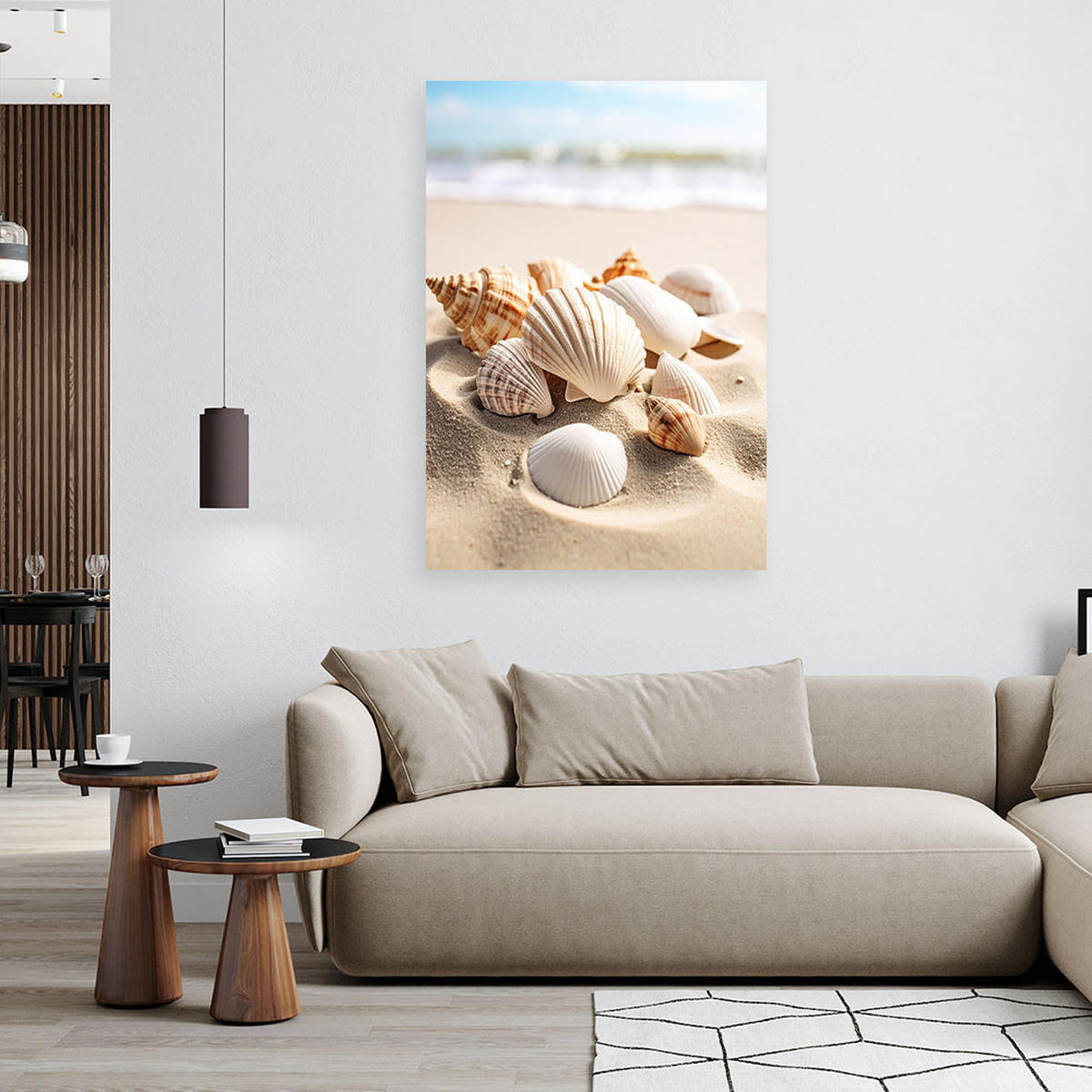 LEINWANDBILD Muscheln Strand Natur beige 80x120cm - Beige, Textil (80/120cm) - Feeby