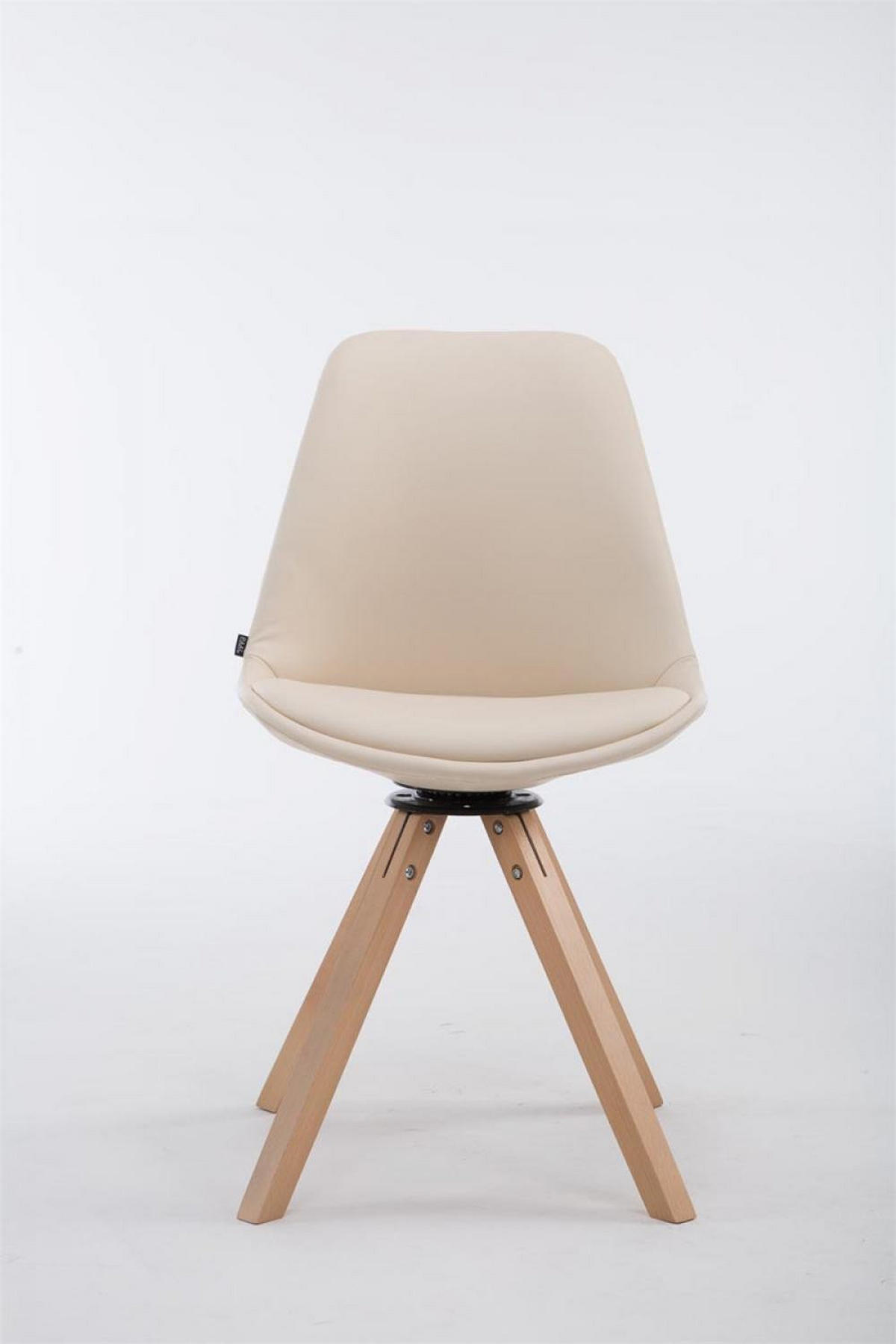 STUHL Lederlook Creme - Eukalyptusholzfarben/Creme, Holz/Textil (48/84/56cm) - CLP
