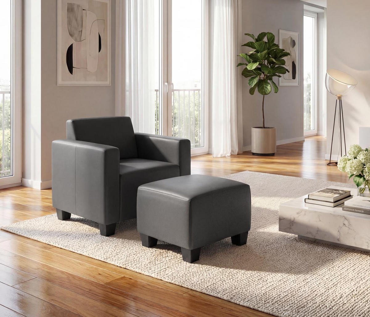 SESSEL MIT OTTOMANE Grau - Grau, Textil (82/76/72cm) - MCW