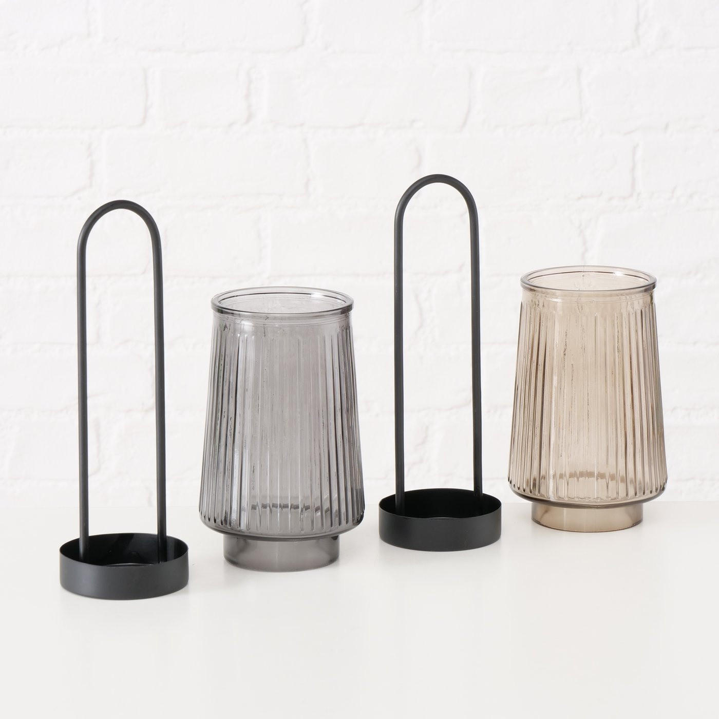 KERZENHALTER mit Henkel aus Glas Iver 11/11/25,5 cm - Beige, Glas (11/25.5/11cm) - Boltze Home