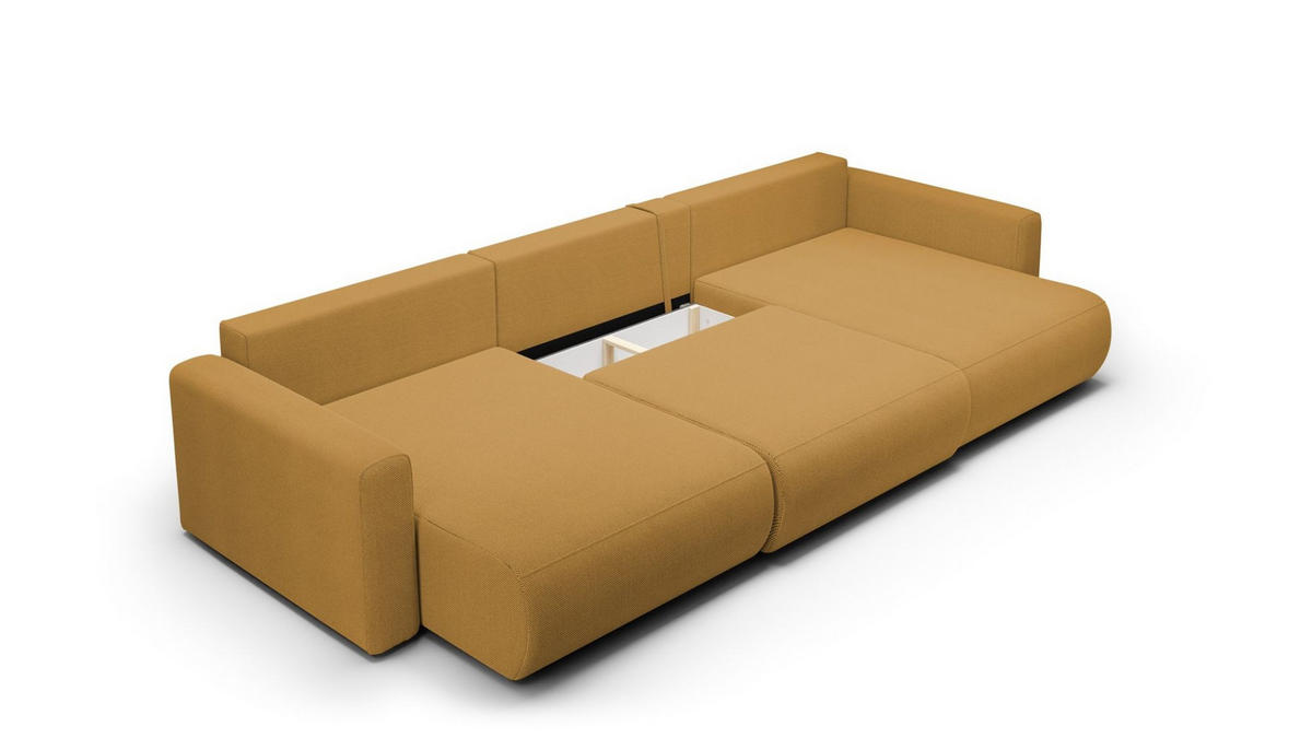 WOHNLANDSCHAFT Chaira Mit Schlaffunktion - Currygelb, Holzwerkstoff/Textil (340/85/149cm) - Fun Möbel