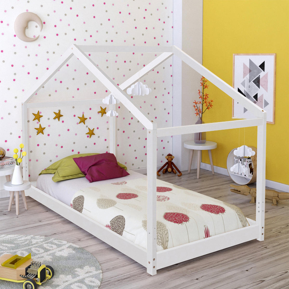 HAUSBETT KOALA MIT LATTENROST/ Kinderbett 90x190 - Weiß - Weiß, Holz (90/190cm) - Weber Industries