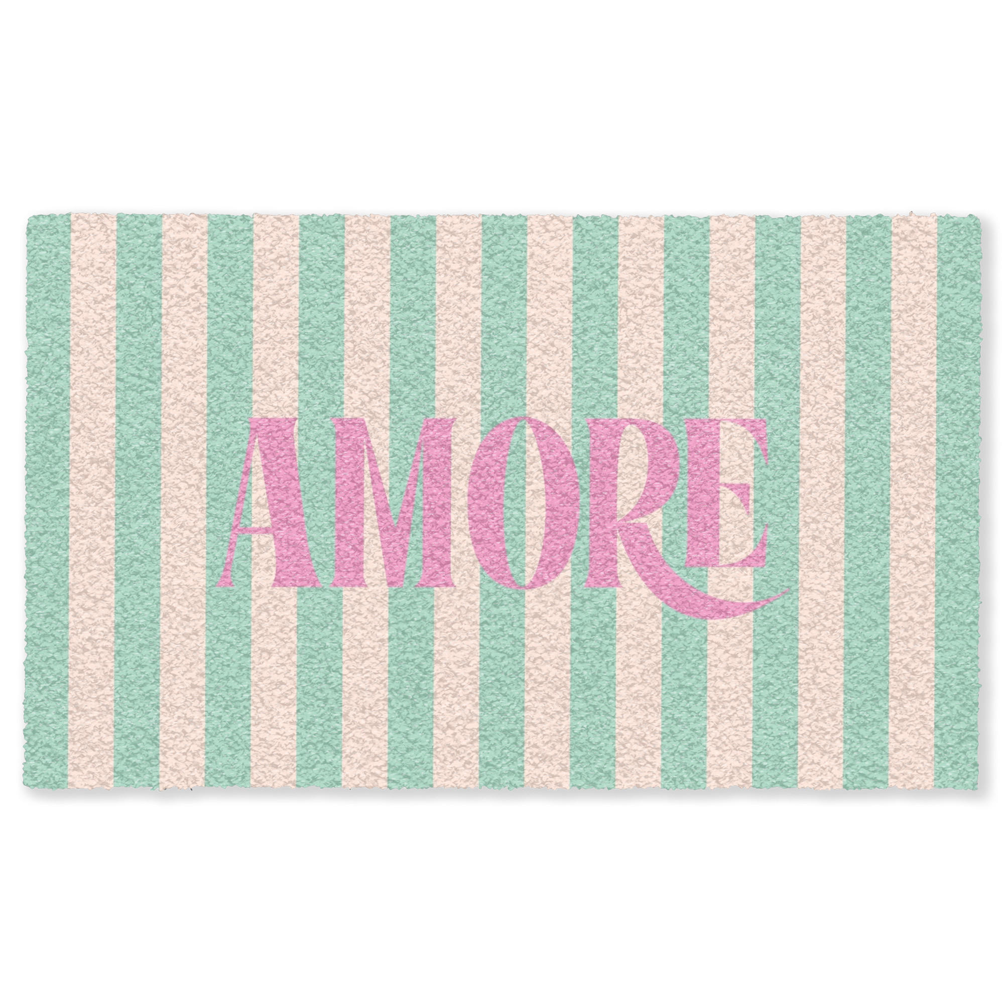 FUSSMATTE Rosa – Grün – Streifen – Amore 150x90 cm - Mintgrün, Kunststoff (150/0.4cm) - MuchoWow