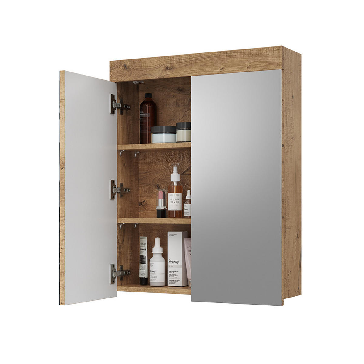 BADSPIEGELSCHRANK Luna Eiche Wotan 60 x 77 cm - Eiche Wotan, Holzwerkstoff (60/77/17cm) - Vicco