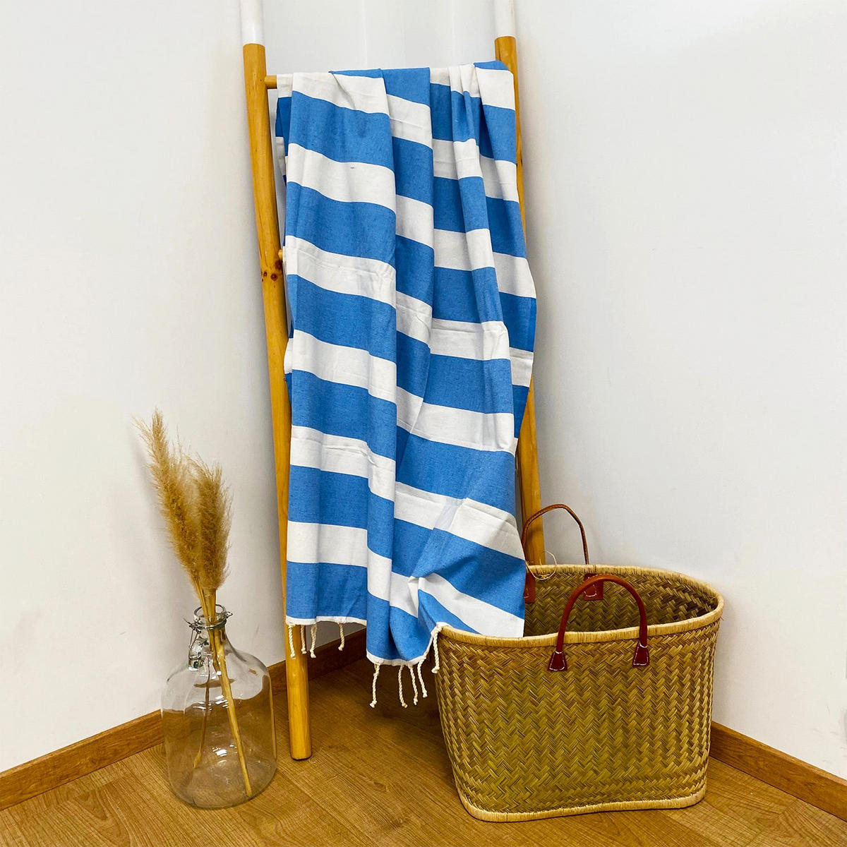 HAMAMTUCH Transat Hellblau 100x200 190g/m² - Blau, Textil (100/200cm) - LE COMPTOIR DE LA PLAGE
