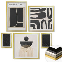 WANDBILDER 5er Set - 50x50 cm & 20x30 cm & 40x60 cm Goldrahmen - Abstrakte Marmorformen - Goldfarben, Kunststoff (40/60cm) - ArtPrintCave