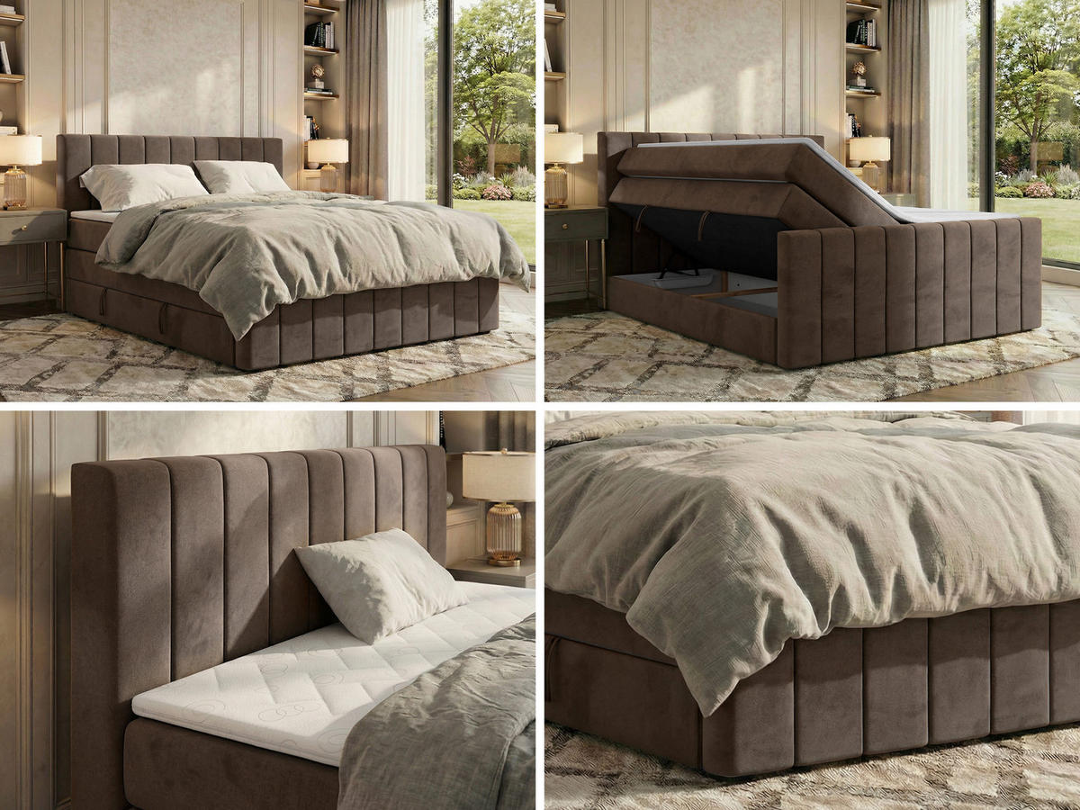 BOXSPRINGBETT ALVER KING DUO 200/200 - Braun Velvet - H3 - Braun, Textil (200/200cm) - MKS