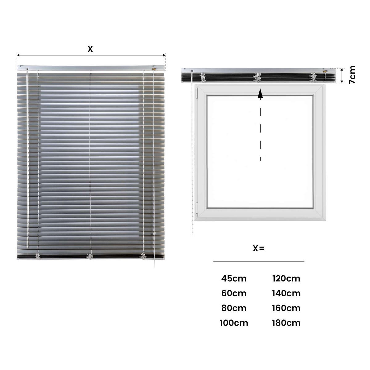 JALOUSIE venetianische mit Silber Zugschnu 90x250 - Silberfarben, Metall (90/250cm) - STORESDECO