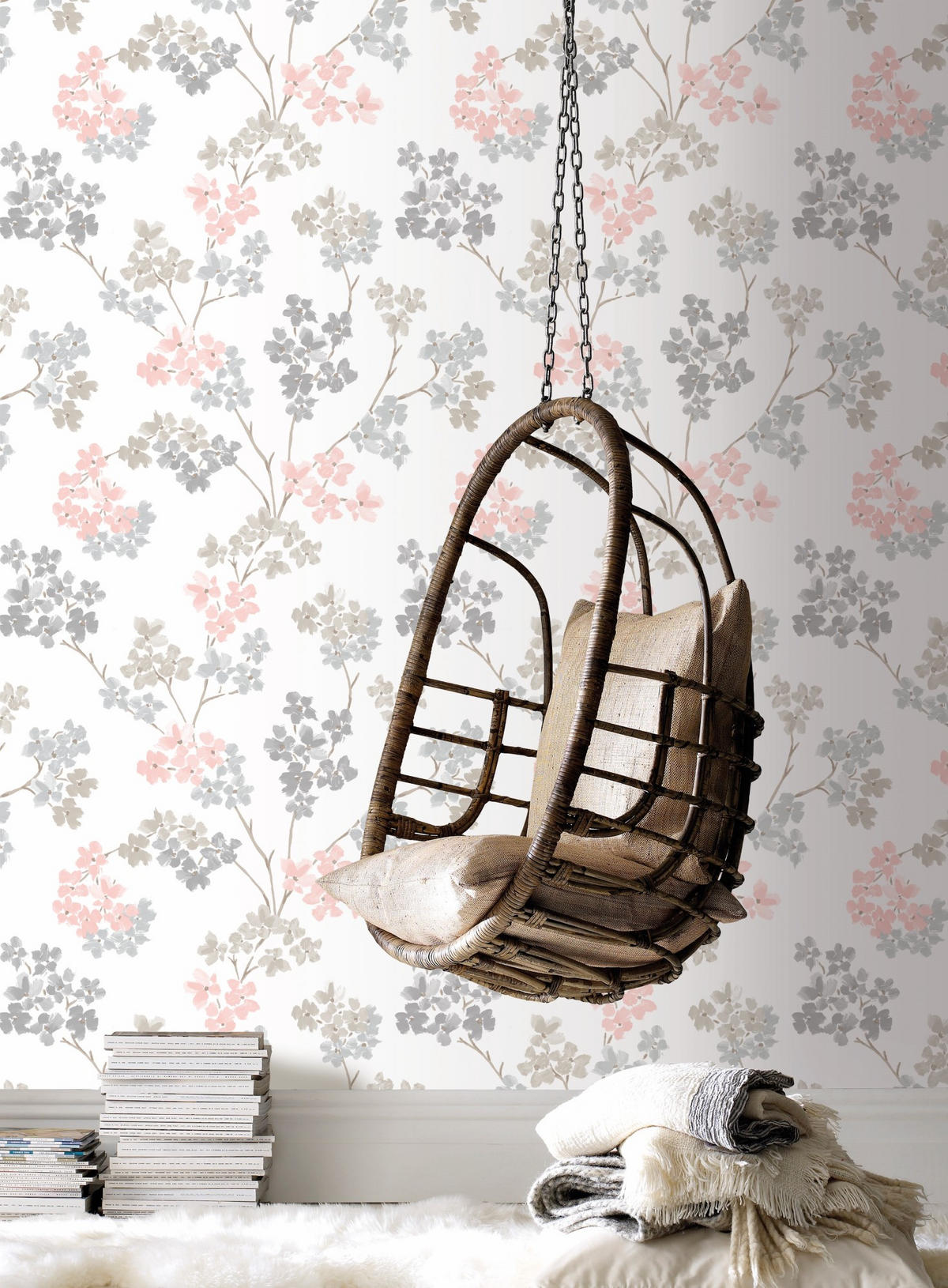 VLIESTAPETE Blossom - Pink/Grau, Papier/Kunststoff (53/1005cm) - Superfresco Easy