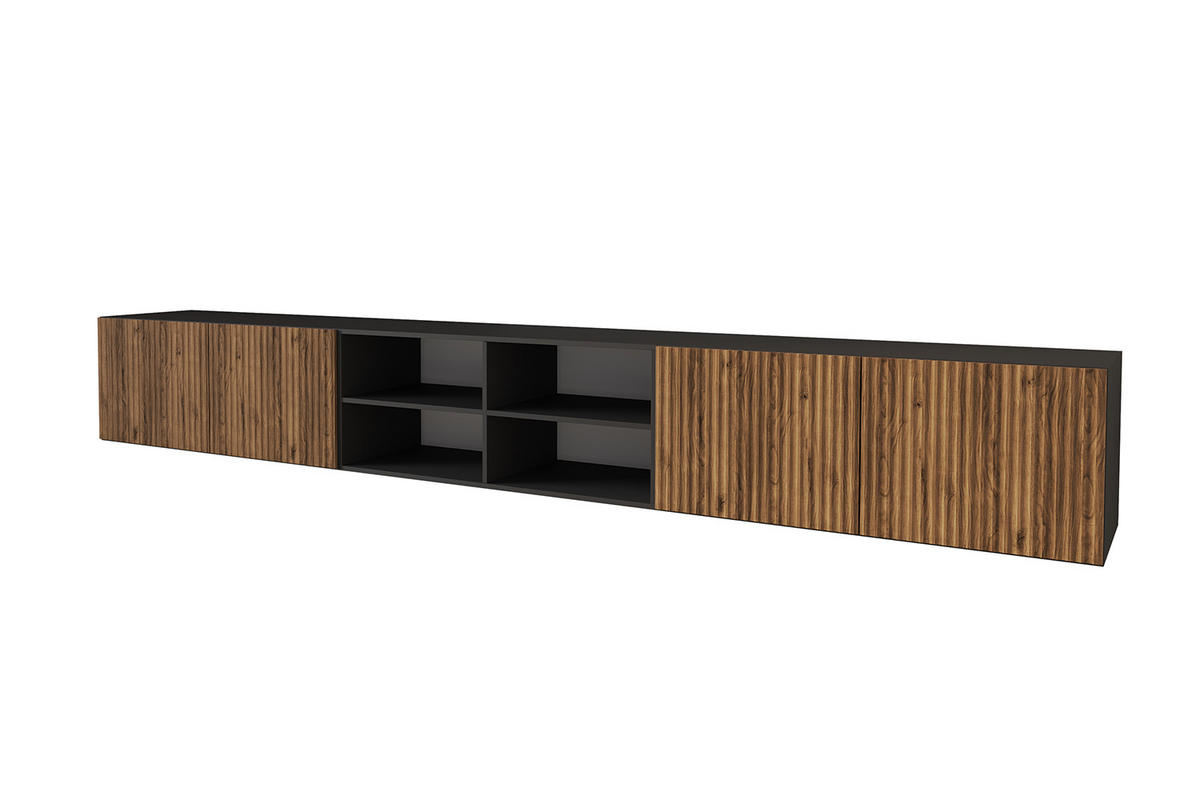 LOWBOARD NOA-2-W 3x100x40x41 cm - Schwarz / Katania - Eiche Wotan, Holzwerkstoff (300/40/41cm) - ALTDECOR